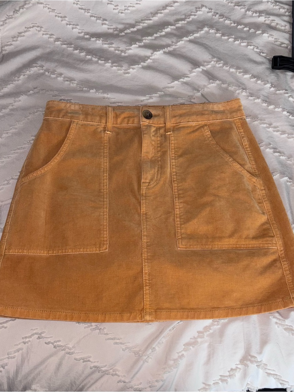 Corduroy Mini Skirt in Mustard Yellow
